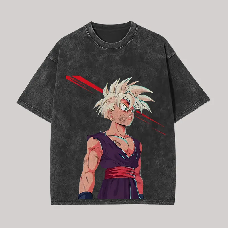 Acid Wash Vintage Graphic T Shirt - T-Shirt Gohan Dragon Ball Z Anime