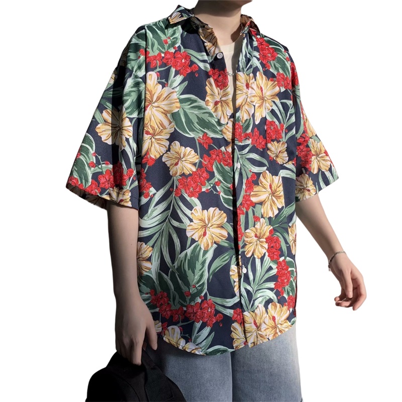 Vintage Hawaiian Floral Shirt - Camicia a maniche corte estiva da