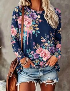 T-Shirts - Top da donna con stampa floreale,