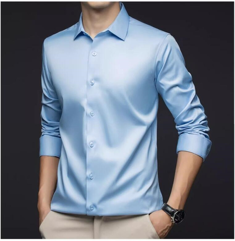Camicie professionali da uomo  - Mens Satin Silk Dress Shirt recensione e prezzo