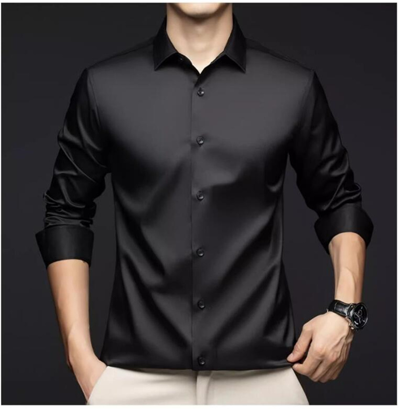 Camicie professionali da uomo  - Mens Satin Silk Dress Shirt recensione e prezzo