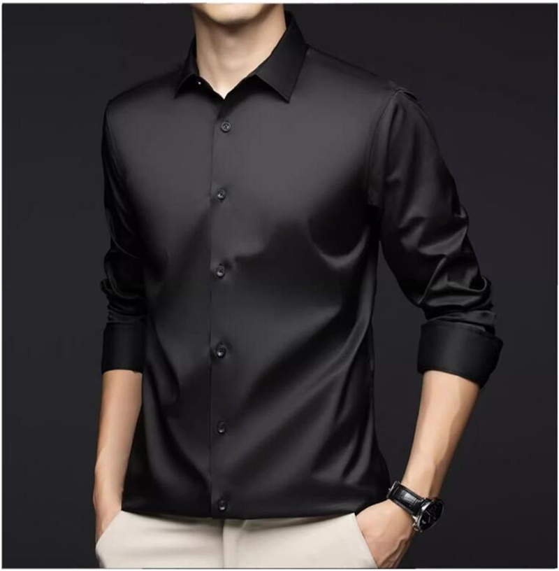 Camicie professionali da uomo  - Mens Satin Silk Dress Shirt recensione e prezzo