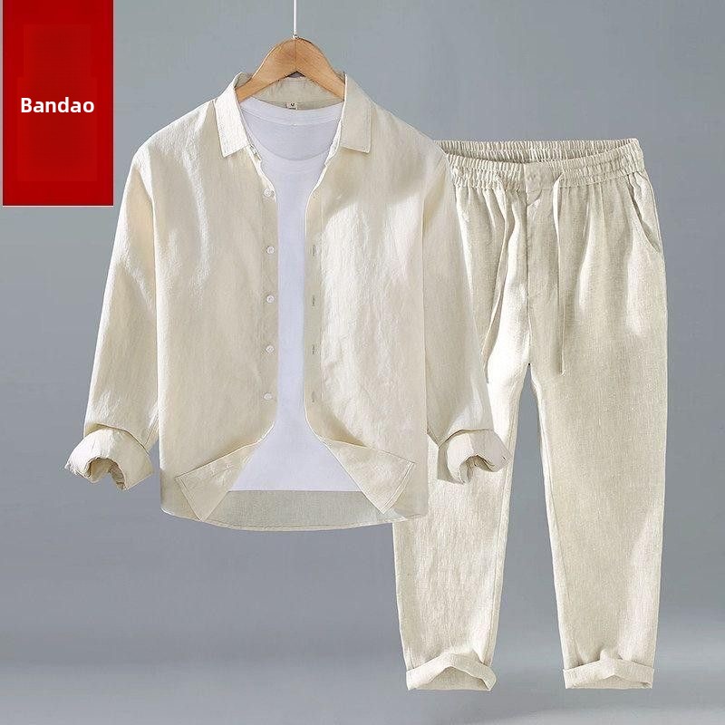 Set Estivo in Cotone e Lino, C - Mens Linen Shirt Long Sleeve recensione e prezzo