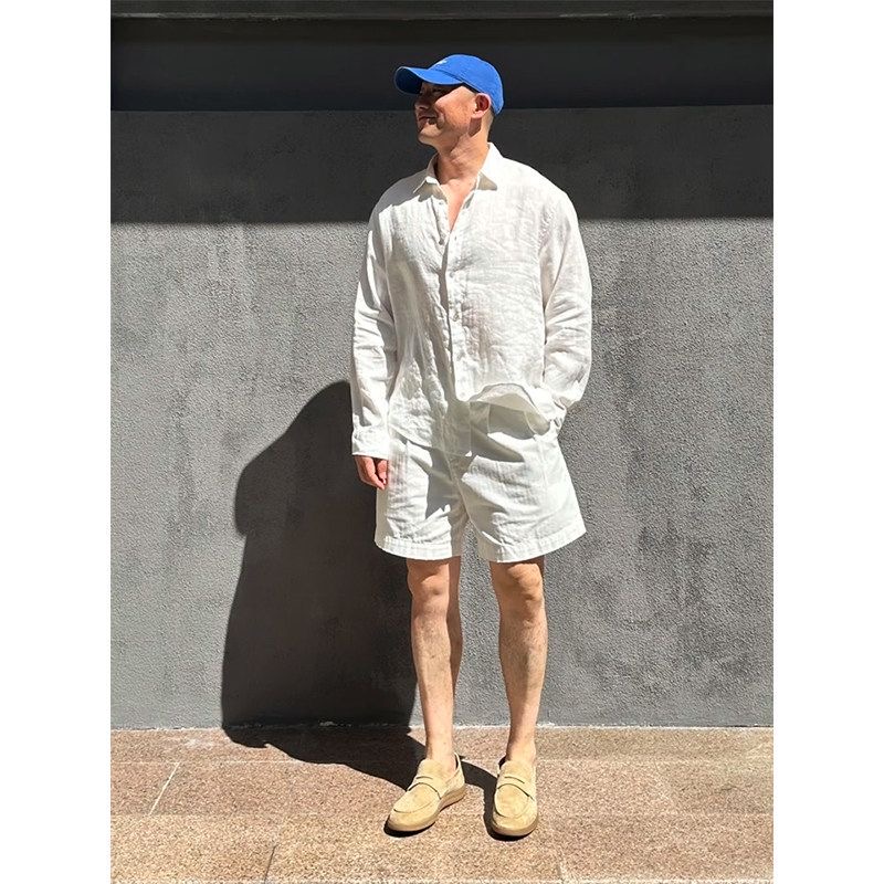 Set Estivo di Lusso Leggero pe - Mens Linen Shirt Long Sleeve recensione e prezzo