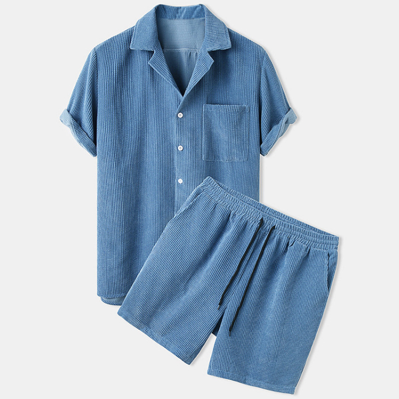 2025 Camicia e pantaloncini di - Corduroy Button Up Shirt Men recensione e prezzo
