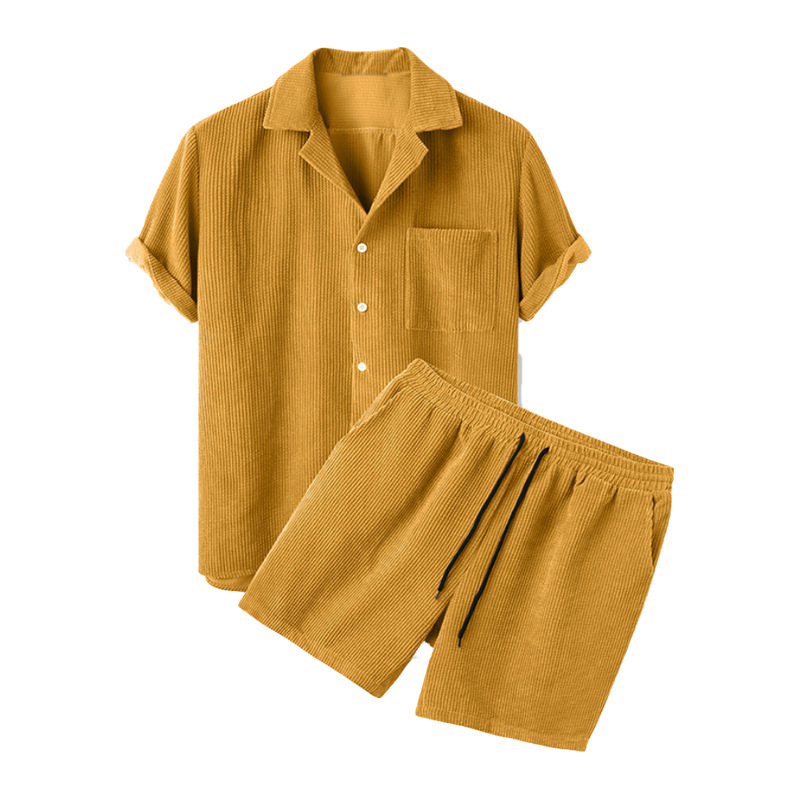 2025 Camicia e pantaloncini di - Corduroy Button Up Shirt Men recensione e prezzo