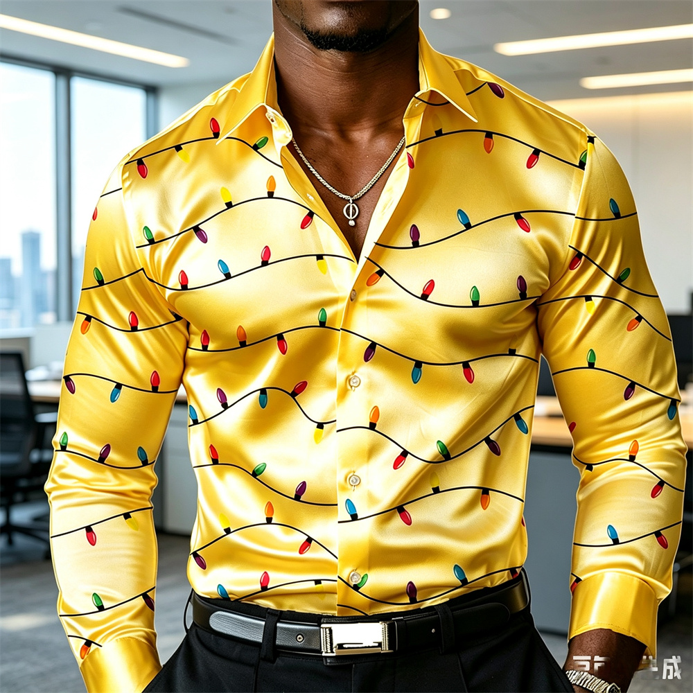 Camicia da uomo natalizia con  - Mens Satin Silk Dress Shirt recensione e prezzo